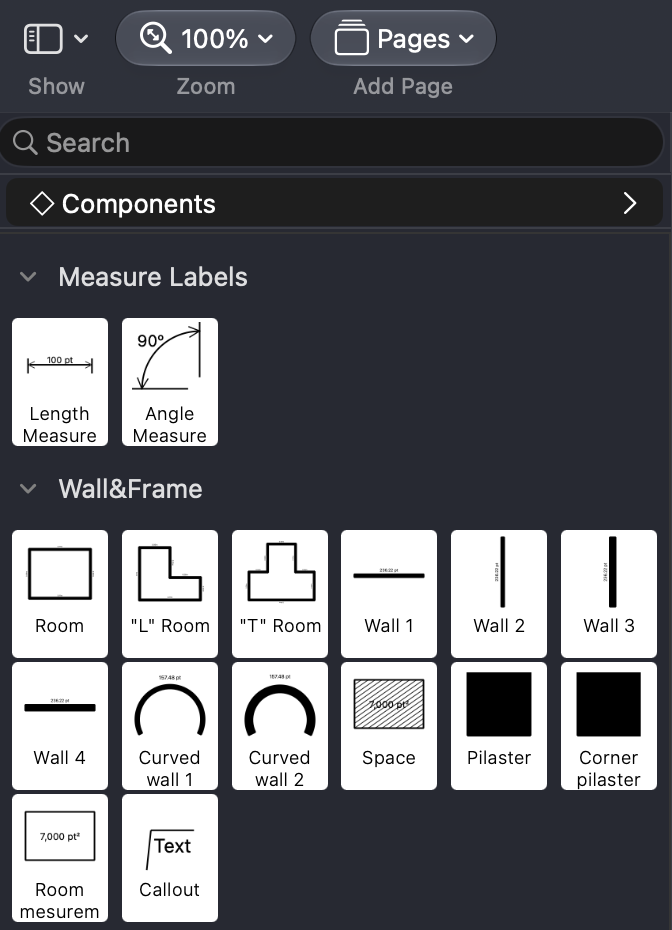 Adding shapes from the panel to the canvas