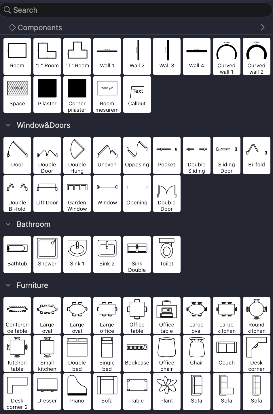 FloorPlan shape panel